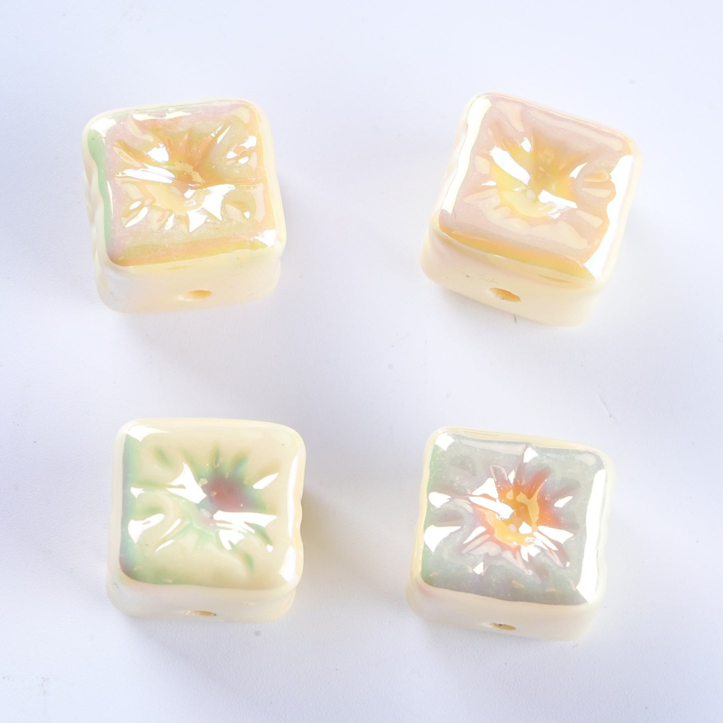 Macaron Color Balloon Square Acrylic Beads 14mm UV Plating 50pcs 10