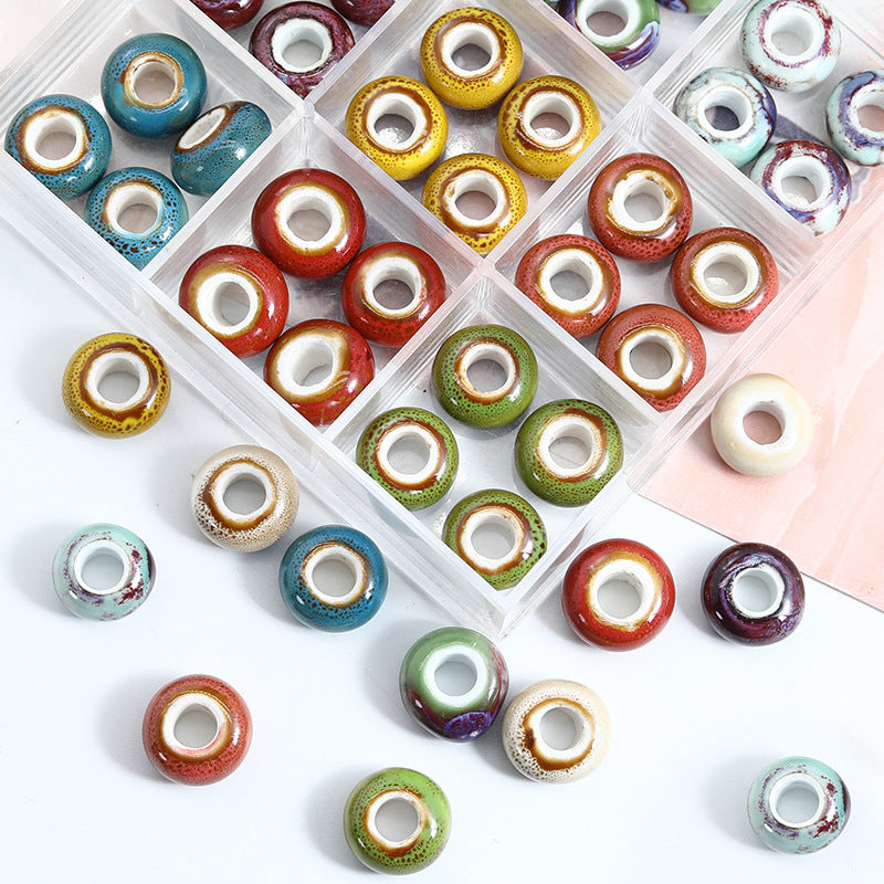 Ceramic Spacer Beads 15mm Fambe Glaze Large Hole 20pcs