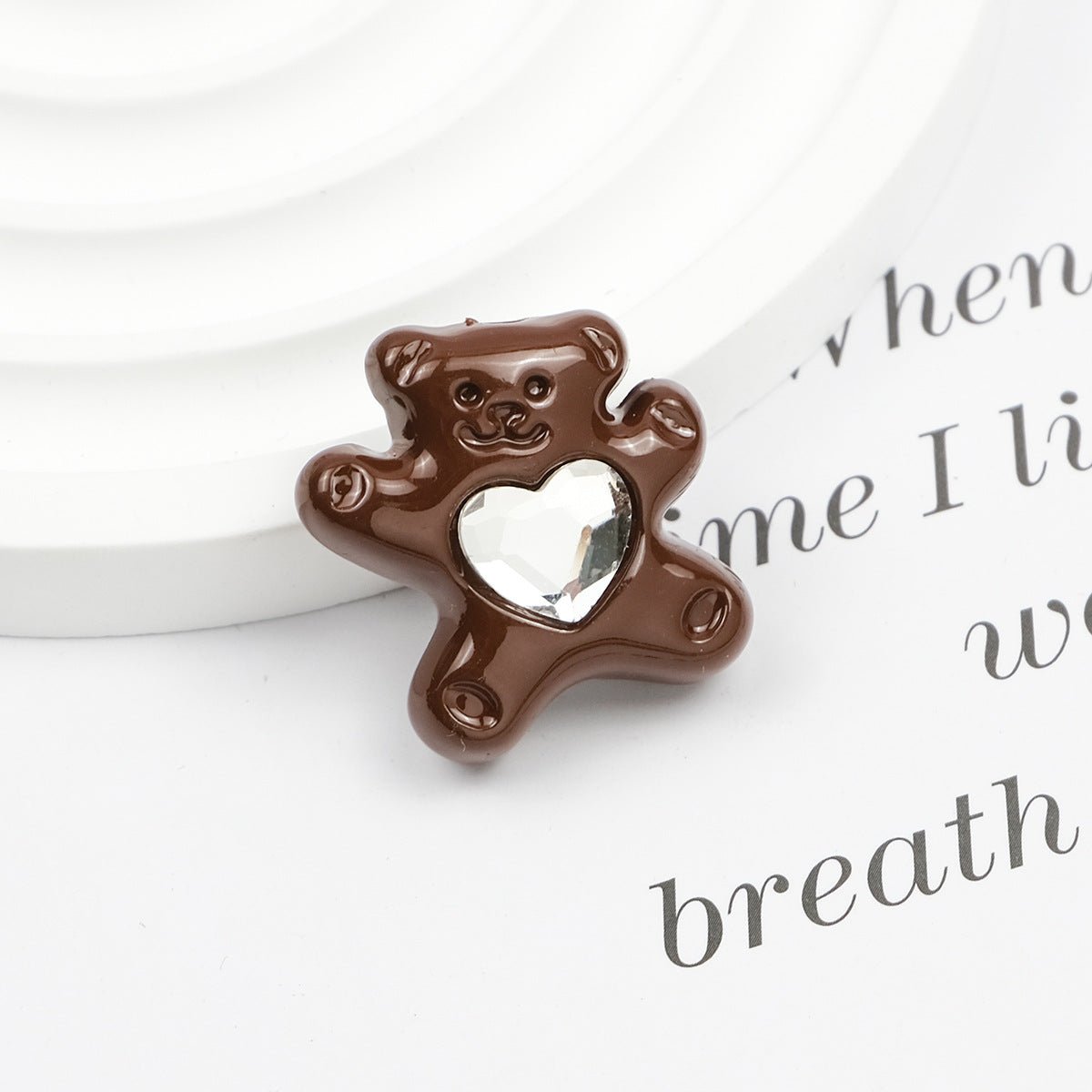 Painted Butterfly and Bear Acrylic Beads Imitation Zirconia Embedded 6pcs 16