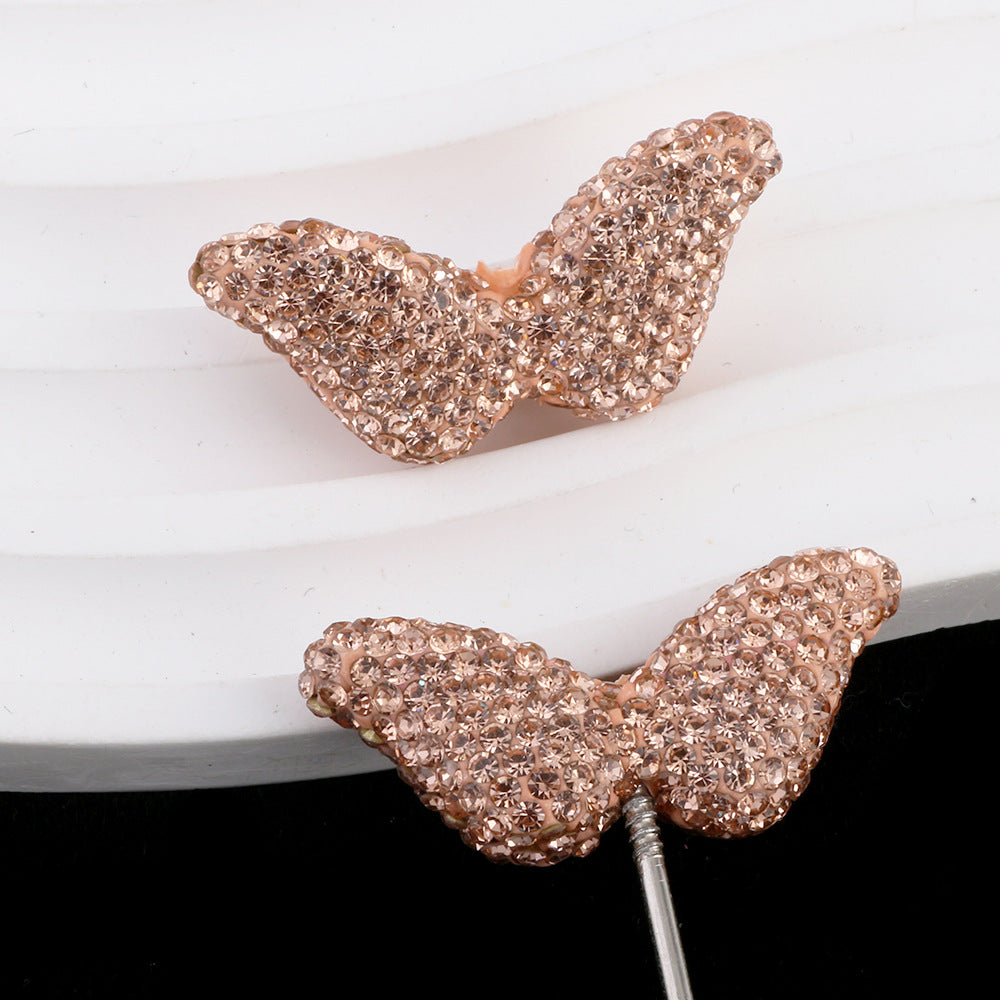 Polymer Clay Wing Rhinestone Beads 37mm Full Rhinestone Pave 6pcs 9