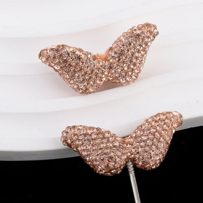 Polymer Clay Wing Rhinestone Beads 37mm Full Rhinestone Pave 6pcs 9
