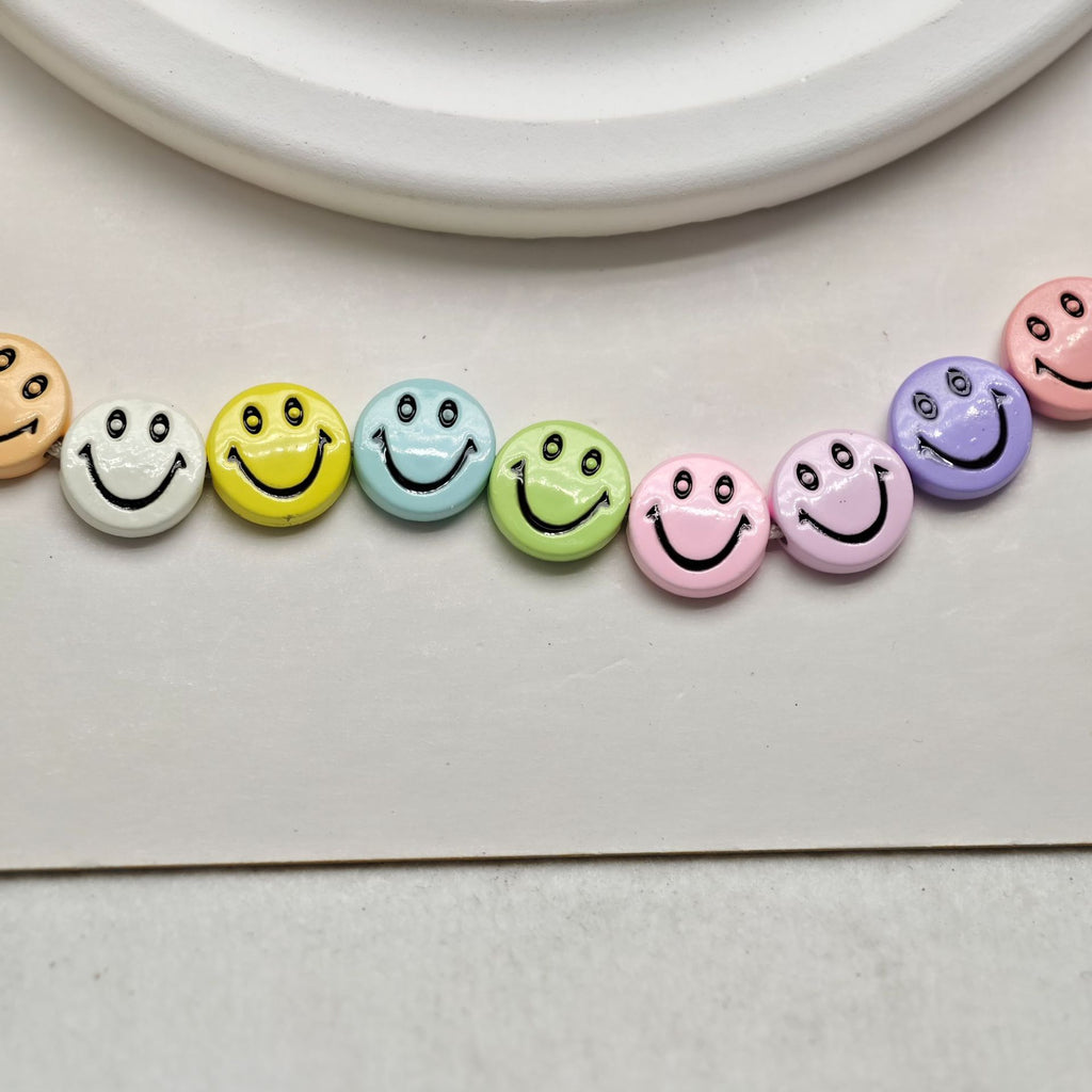 Smiling Face Metal Beads 10mm Baking Painted Zinc Alloy 50pcs 3