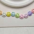 Smiling Face Metal Beads 10mm Baking Painted Zinc Alloy 50pcs 3