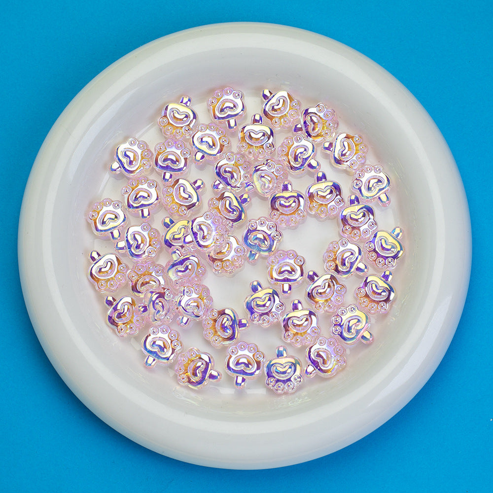 Transparent Plating Bear Paw Acrylic Beads 16mm Iridescent 20pcs 10