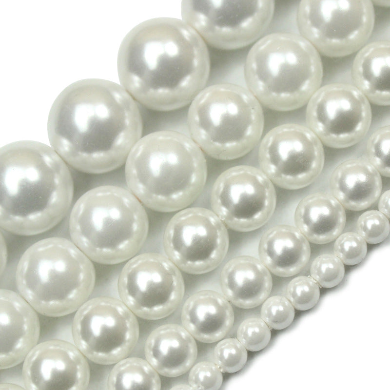Pearl Round Glass Beads 2-16mm Imitation White Lustrous 4