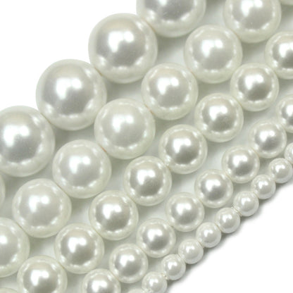 Pearl Round Glass Beads 2-16mm Imitation White Lustrous 4