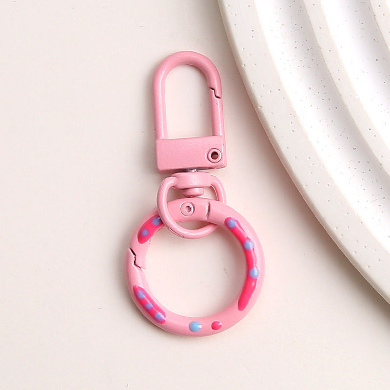 Zinc Alloy Donut Keychain Clasps Spray Painted Hand Paint 51mm 10pcs 18