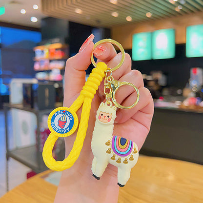 Rainbow Alpaca Keychain Soft Rubber Pastel Colors 8
