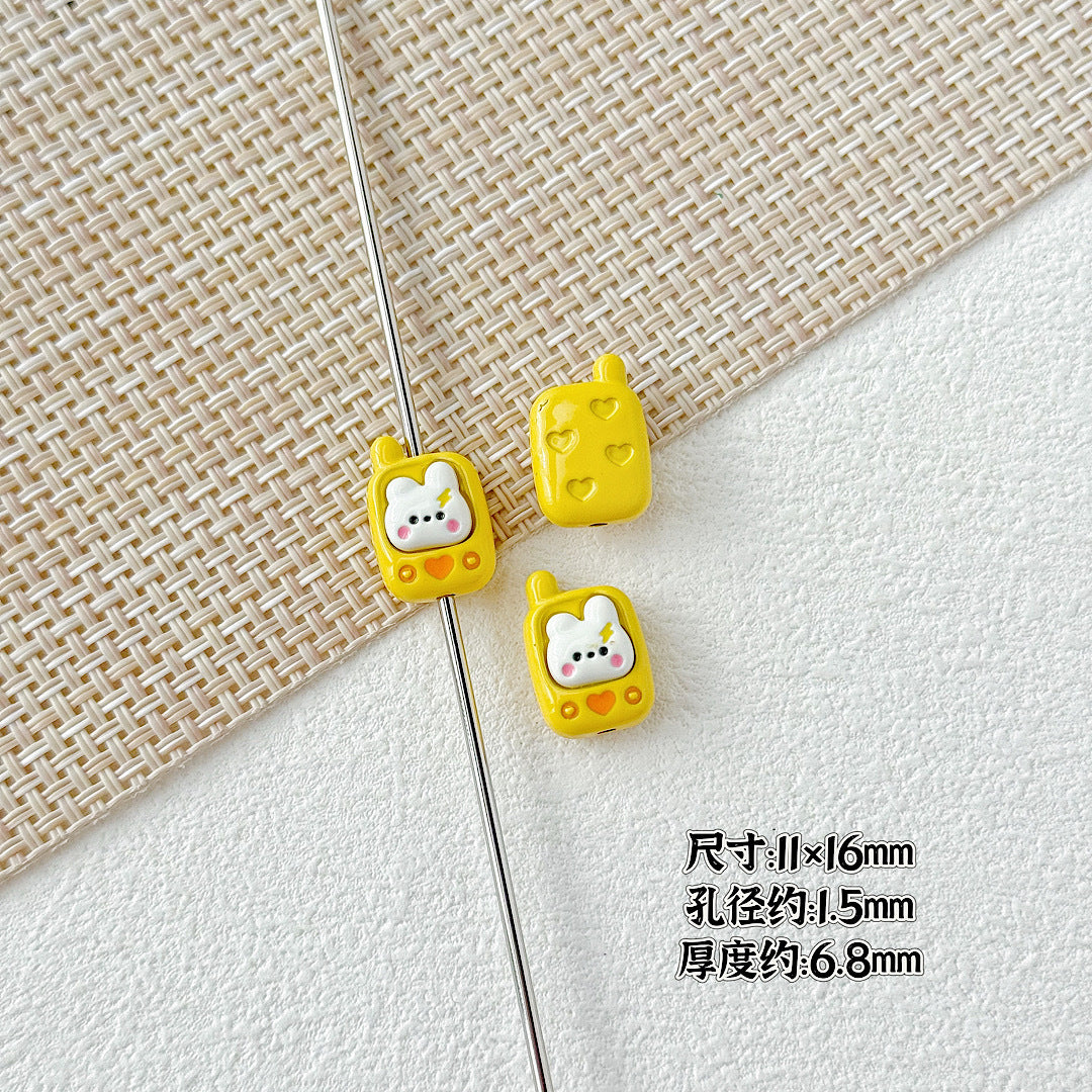Painted Metal Beads 16mm Enamel Baking Phone & Yogurt Box 10pcs 9
