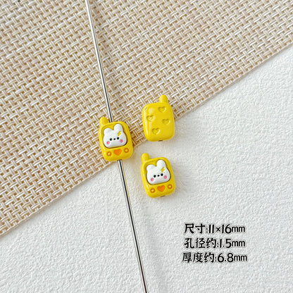 Painted Metal Beads 16mm Enamel Baking Phone & Yogurt Box 10pcs 9