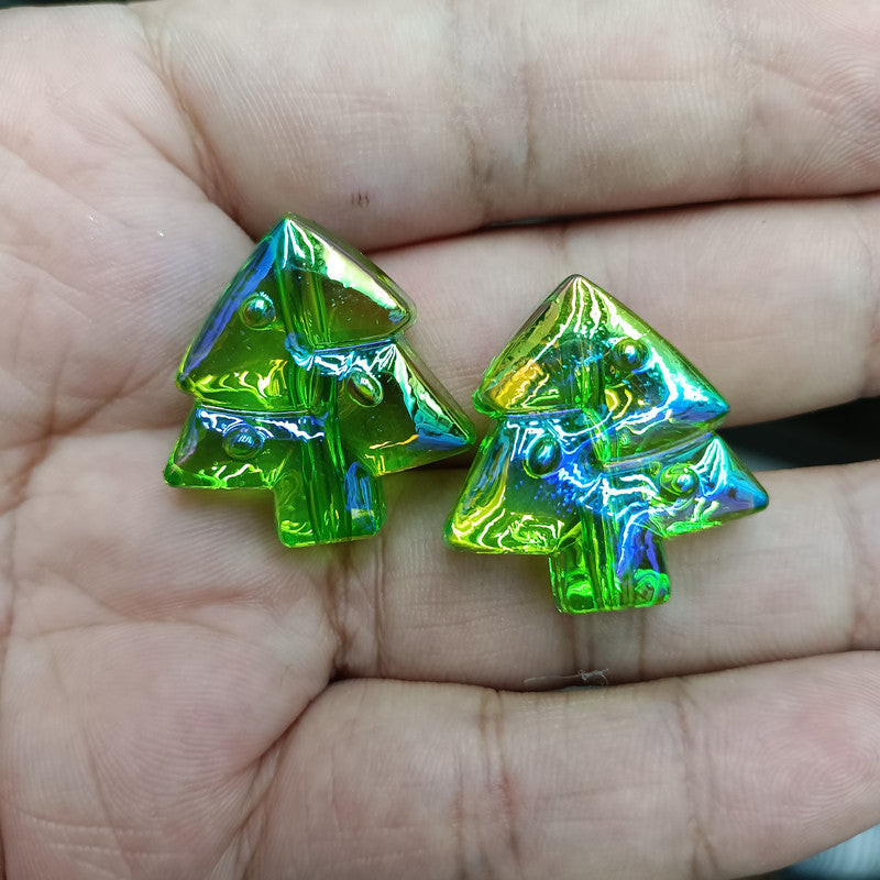 Transparent Christmas Tree Acrylic Beads 25mm UV Plating 100pcs 9