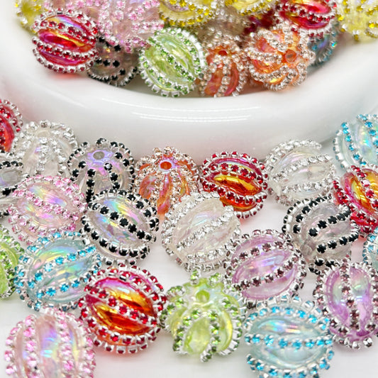 Wavy Bubblegum Rhinestone Beads 18mm Acrylic Halloween Faces 10pcs 2