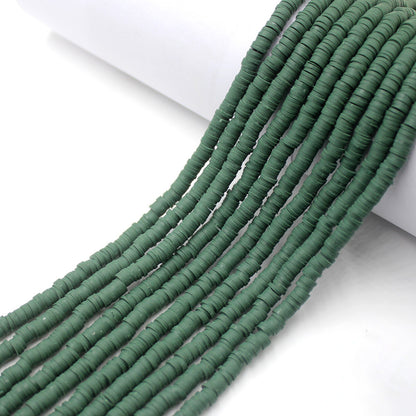 Flat Clay Beads 6mm Solid Color Smooth Polymer Disc 10strands 21