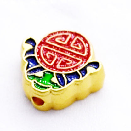 Cloisonne Metal Beads 12mm Good Fortune Pattern Enamel 10pcs 10