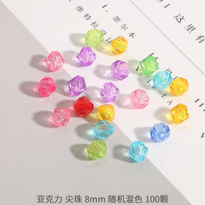 Transparent Rhombus Acrylic Beads 4-10mm Colored Mixed 10