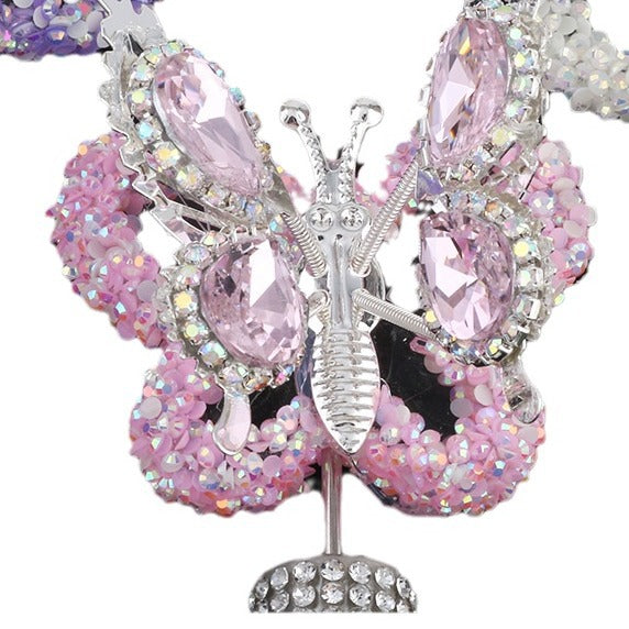 Fancy Butterfly Rhinestone Beads Alloy Spring Action Wings 5pcs 5