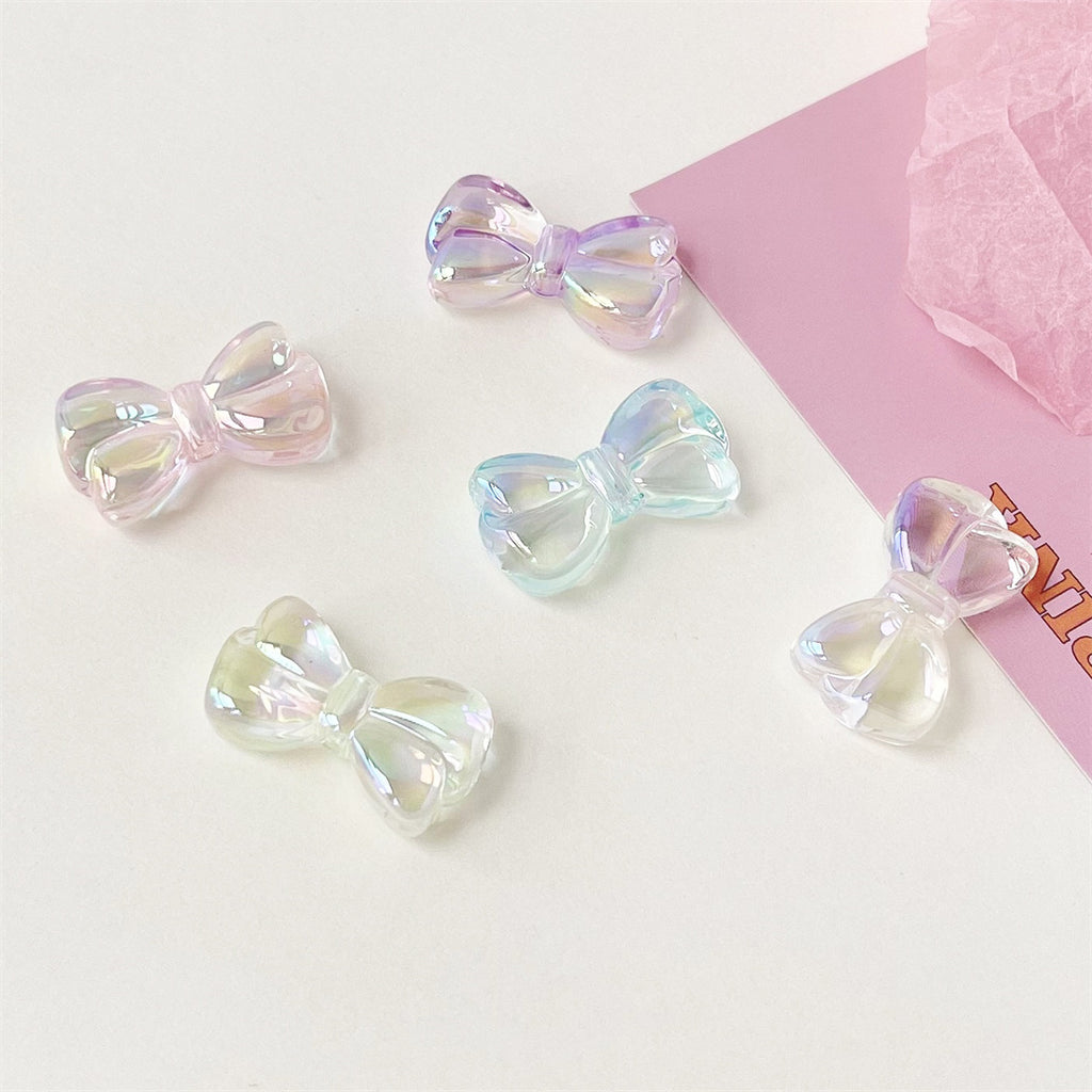 High Transparency Bow Acrylic Beads 16mm 29mm Pastel Rainbow 100pcs