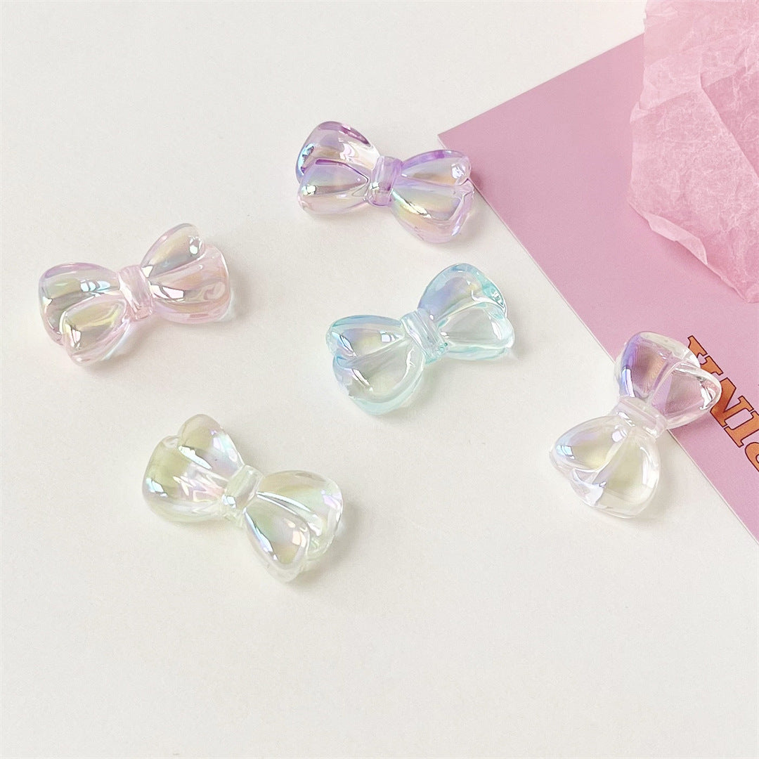 High Transparency Bow Acrylic Beads 16mm 29mm Pastel Rainbow 100pcs