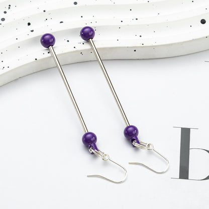 Beadable Earrings Metal Colorful Bar 7.8cm 4.4g Wholesale 12