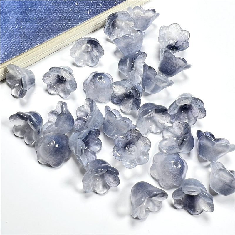 Wind Chime Flower Glass Beads 12mm Transparent Pink 50pcs 17