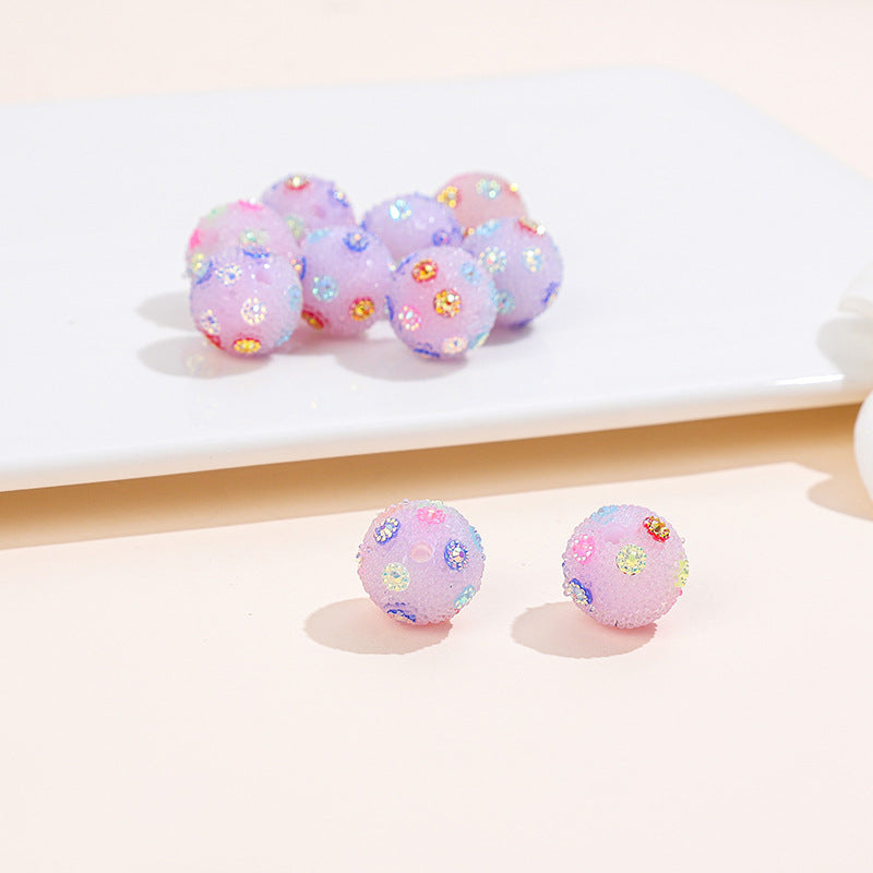 Rhinestone Bubblegum Beads 16-20mm Colorful Resin Sparkle 10pcs 10