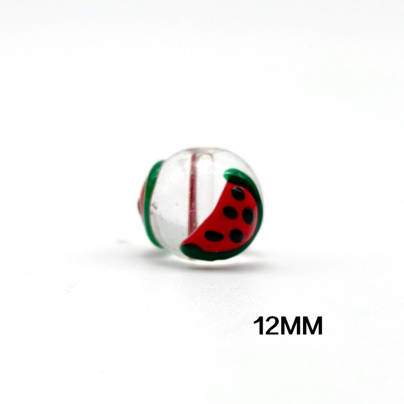 Hand Painted Christmas Enamel Glass Beads 12mm 14mm 1pc 25