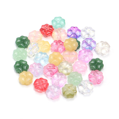 Color Transparent Clover Glass Beads 10mm Assorted Colors 50pcs 14