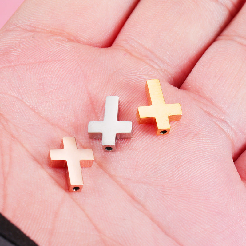 Stainless Steel Cross Metal Beads 13mm Polished Mirror Surface 10pcs 4