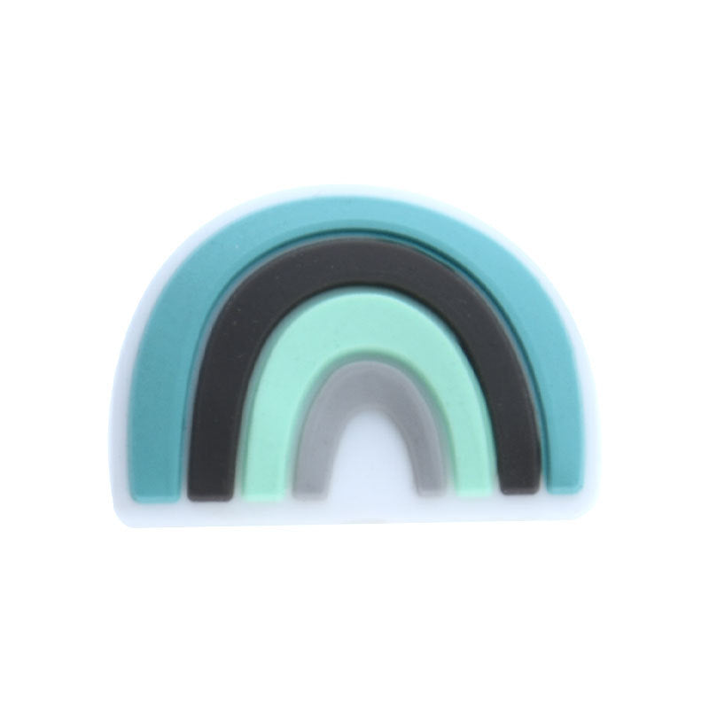 Silicone Focal Beads Rainbow Colorful Layered Text 20pcs 7
