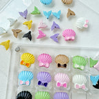 Shell and Mermaid Tail Metal Beads 14mm Glossy Pastel Painted Alloy 10pcs