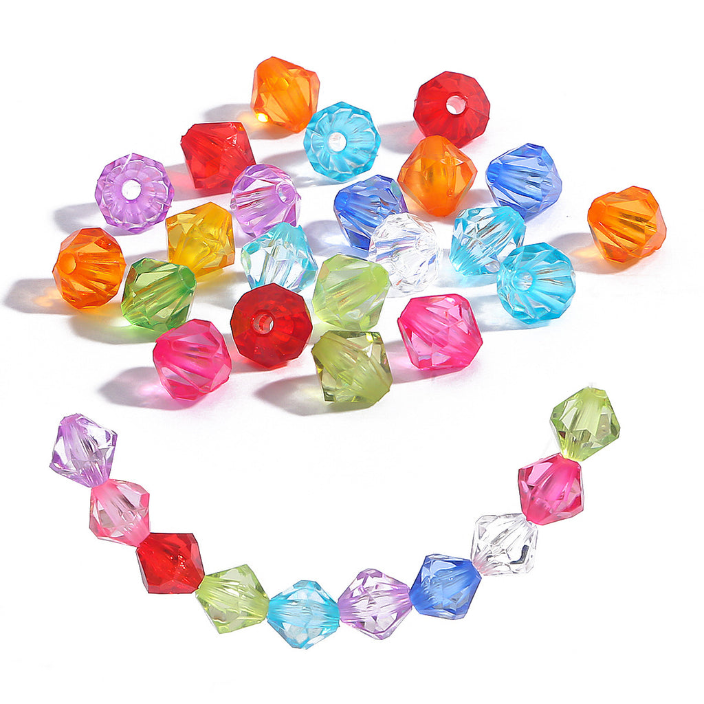 Transparent Rhombus Acrylic Beads 4-10mm Colored Mixed