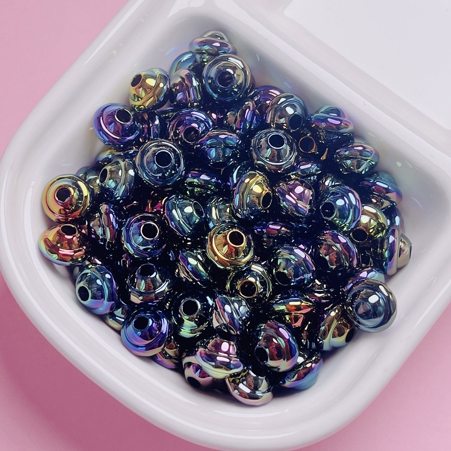 Plating Small Flying Saucer Acrylic Beads 10mm UV Colors Mixed 20pcs 13