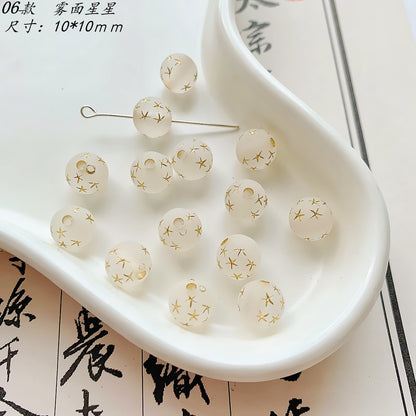 Transparent Love Star Acrylic Beads 8-11mm Gilded Vintage 100pcs 11