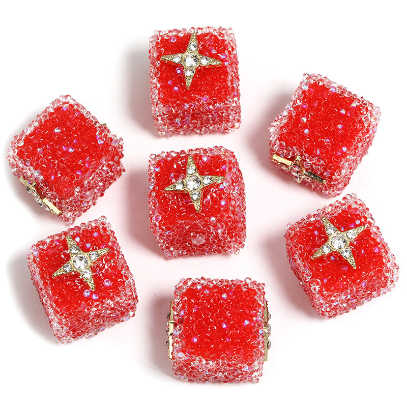 Butterfly Pentagram Cube Rhinestone Beads 22mm Vibrant Metal Embellished 5pcs 25