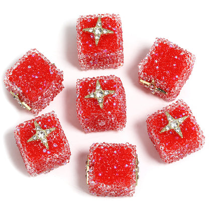 Butterfly Pentagram Cube Rhinestone Beads 22mm Vibrant Metal Embellished 5pcs 25