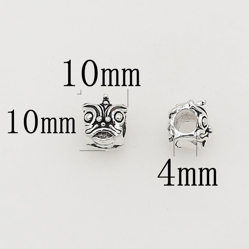Dancing Lion Metal Beads 10mm Tibetan Large Hole Alloy 20pcs 7