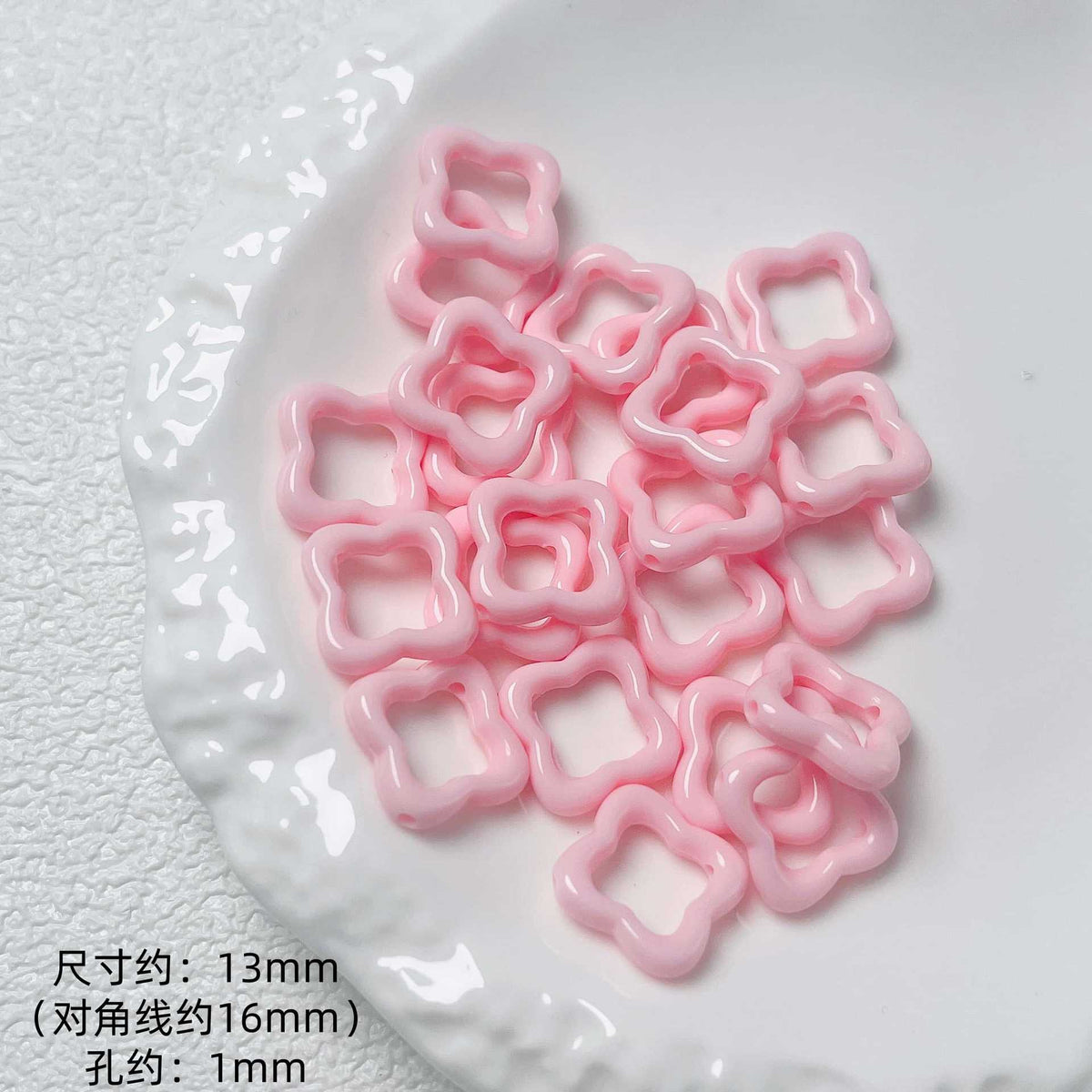 Hollow Clover Frame Acrylic Beads 13mm Colorful Mixed 100pcs 6