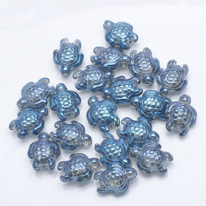 Electroplated Turtle Glass Beads 14X18mm Transparent Rainbow 20pcs 10