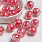 Clear Glazed Rose Resin Beads 16mm Round Decorative 10pcs