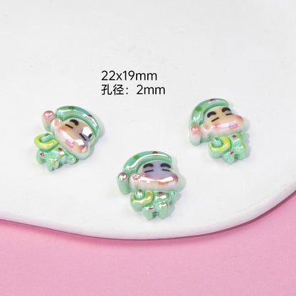 Plating Resin Beads Cartoon Character Glossy Pastel Colors 10pcs 8