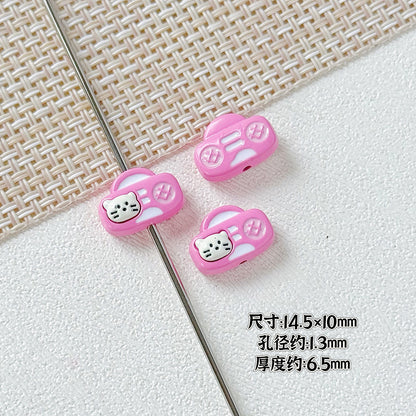 Kitten and Teddy Bear Metal Beads 14mm Hand Painted Alloy 10pcs 12