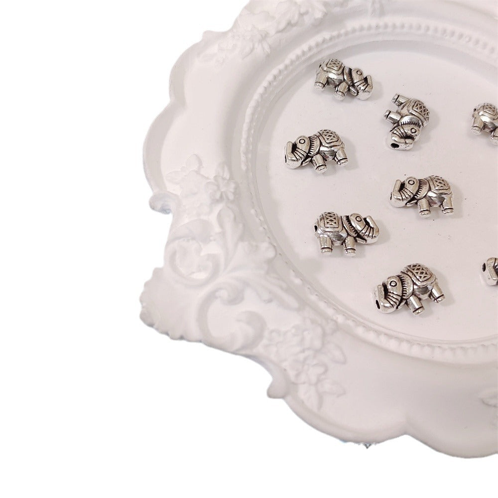 Elephant Metal Beads 12x8.2mm Vintage Silver Tone 20pcs 3