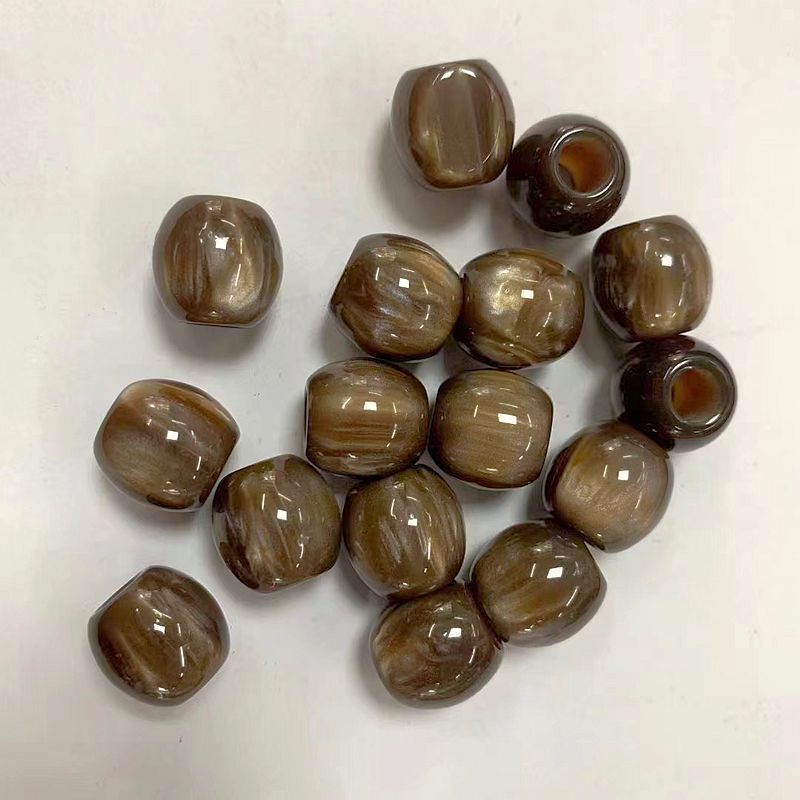Fluid Glitter Resin Barrel Beads 12mm Natural Shimmer Large Hole 100pcs 4