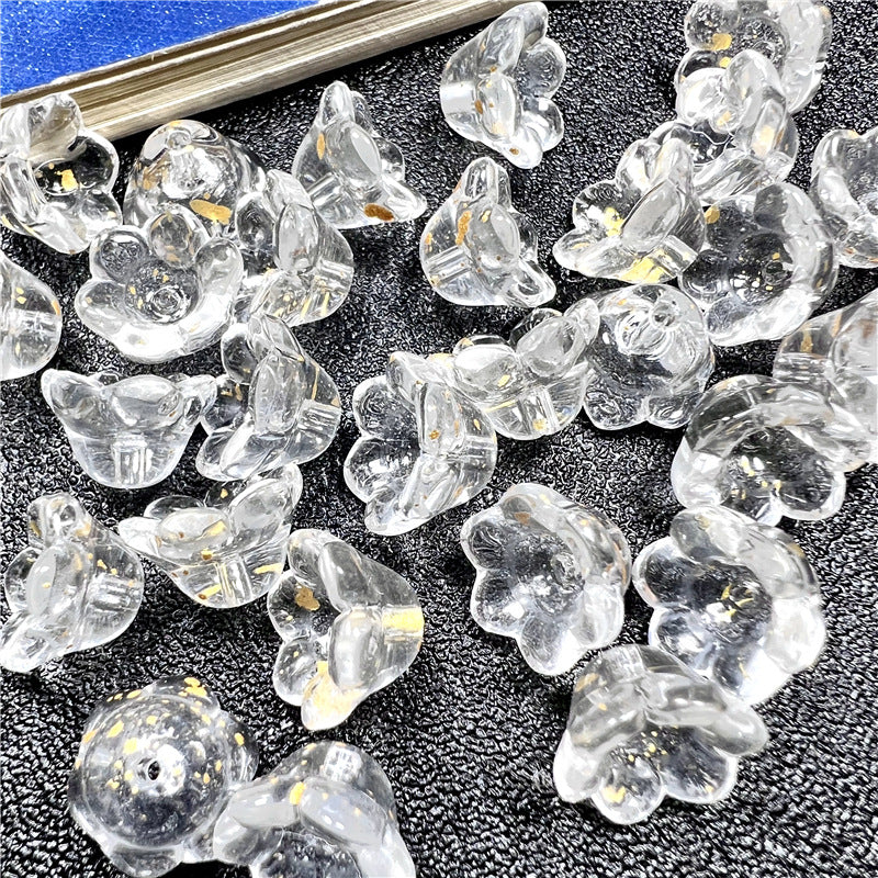 Wind Chime Flower Glass Beads 12mm Transparent Pink 50pcs 45