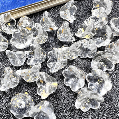 Wind Chime Flower Glass Beads 12mm Transparent Pink 50pcs 45