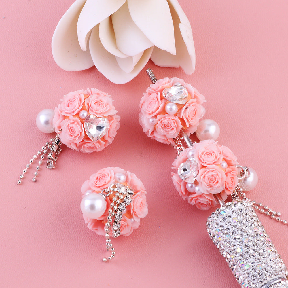 Flower Cluster Round Clay Beads 22mm Tassel Rose Gem 5pcs 18