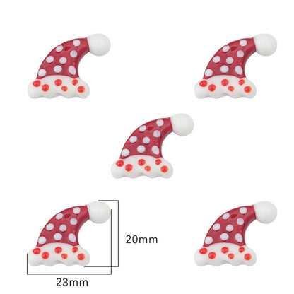 Lampwork Glass Beads Hand Painted Christmas Theme Enamel 2pcs 12