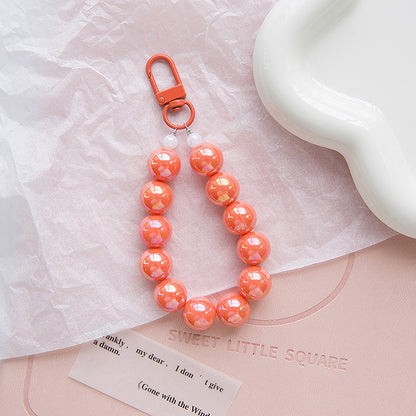 Acrylic Colour Beaded Wristlet Keychain Glossy Metal Clip 8