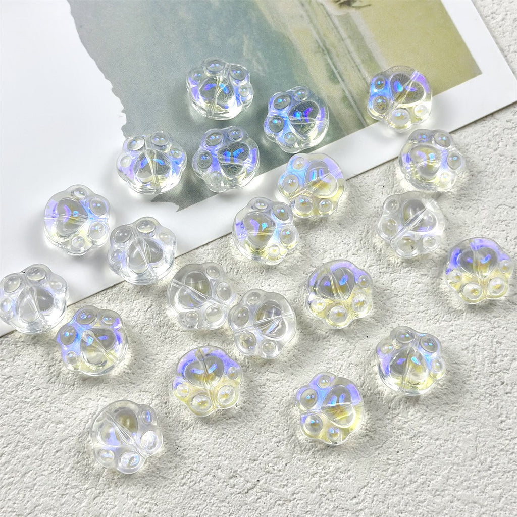 Jelly Color Cat Claw Glass Beads 15mm Translucent Pastel 50pcs 5