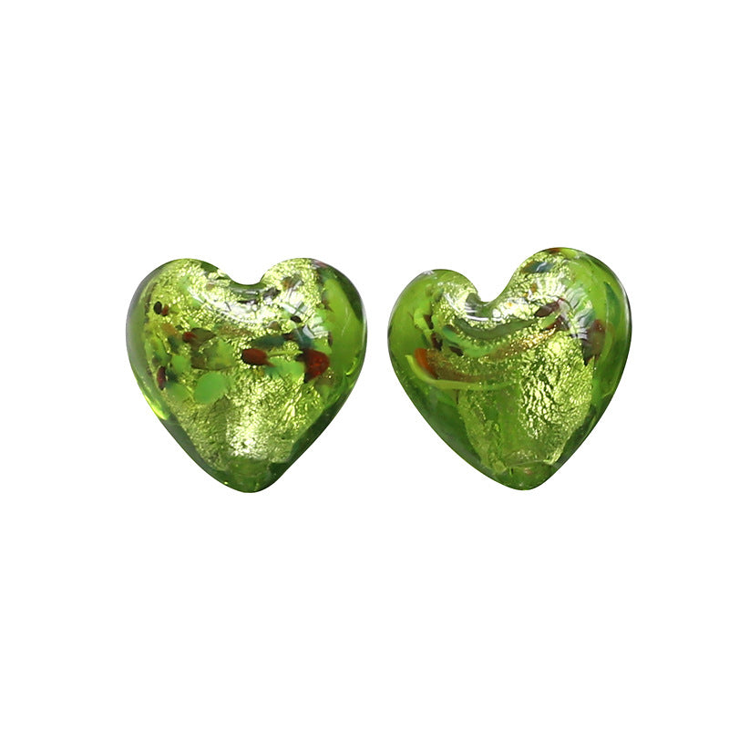 Lampwork Glass Beads Heart 15mm Gold Foil Mixed Colors 20pcs 5